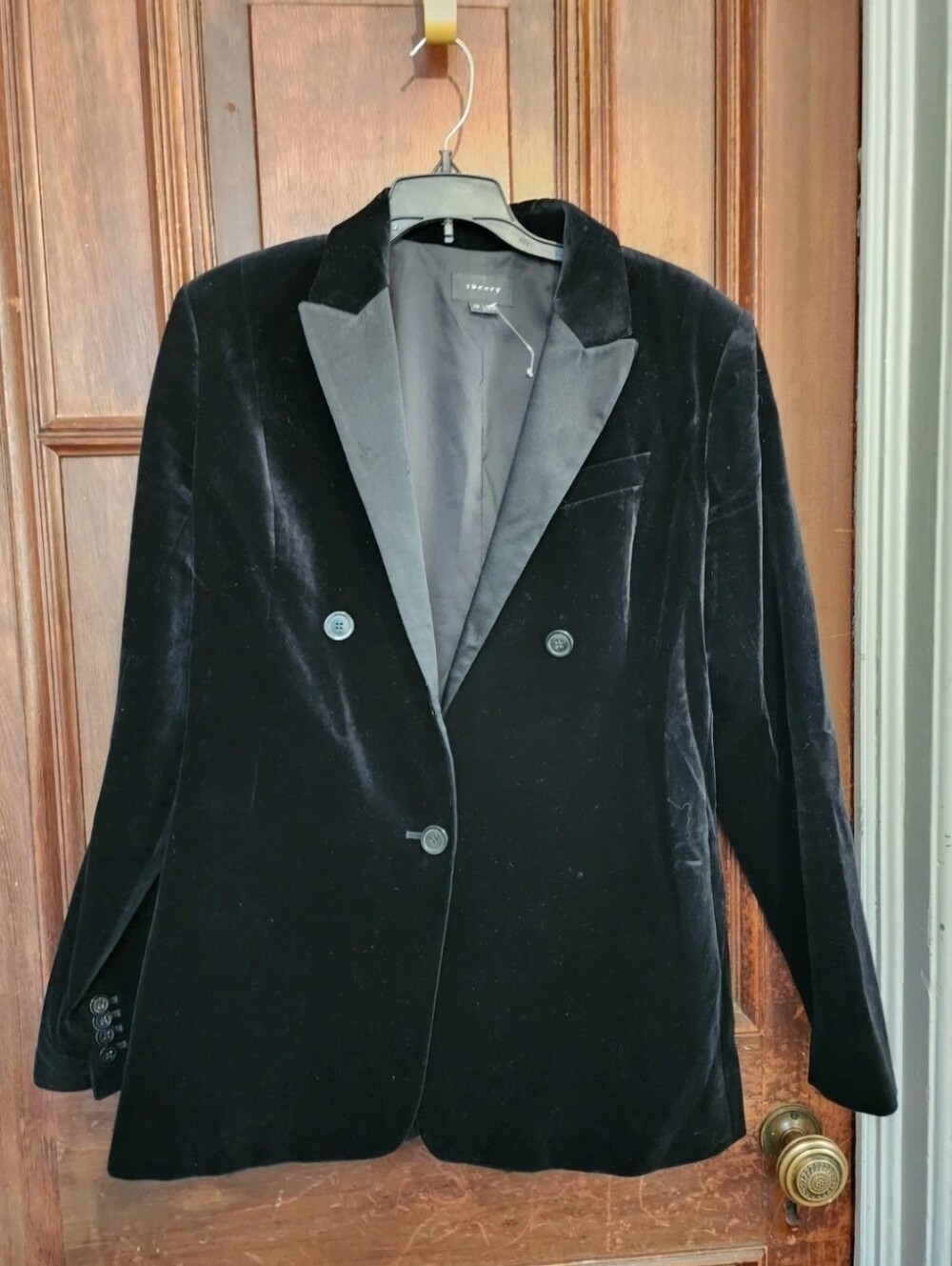 Theory Black Velvet Tuxedo Jacket Women's Size 12-$598